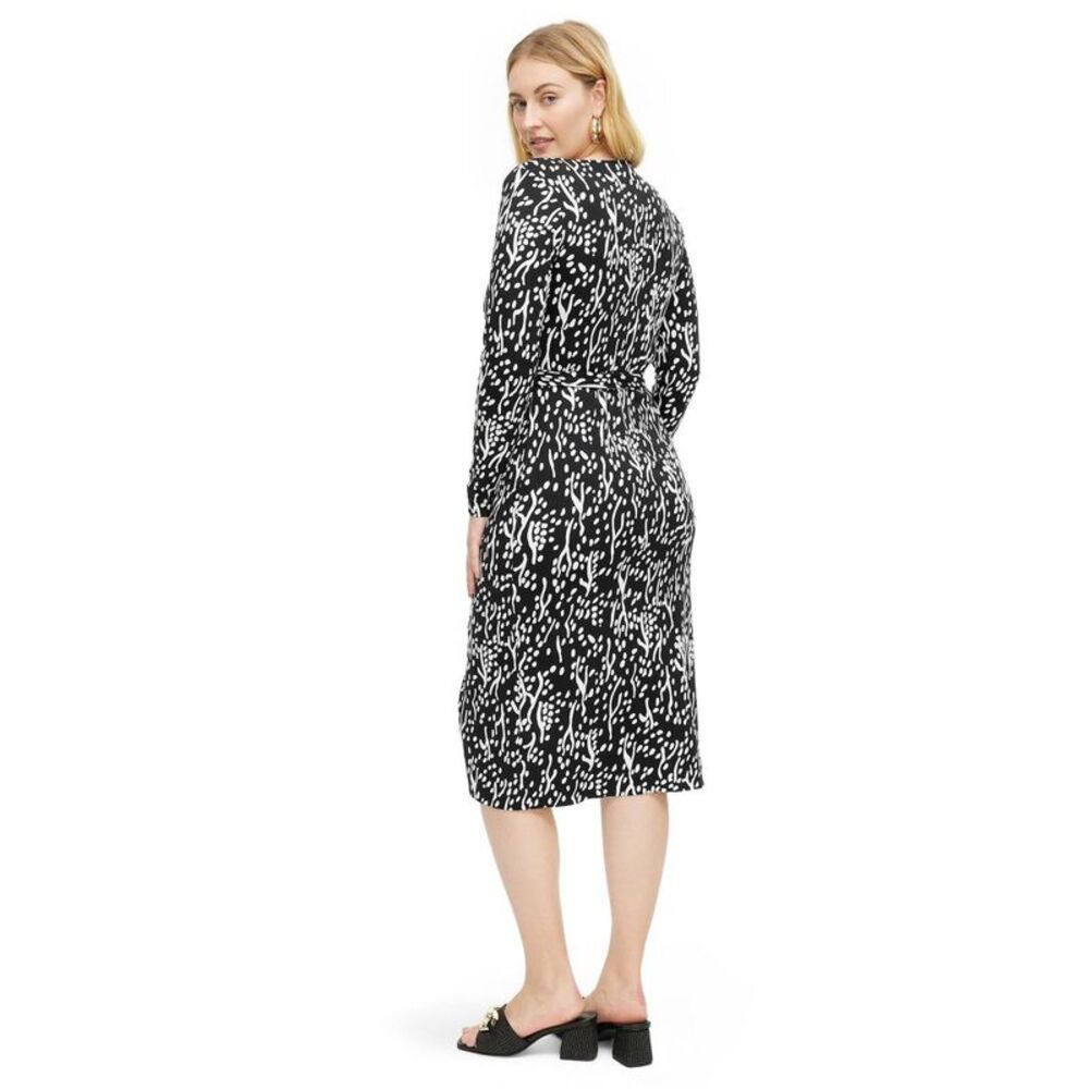 Diane von Furstenberg -  Women's Midi Wrap Dress Deep Black - Picture 2 of 4